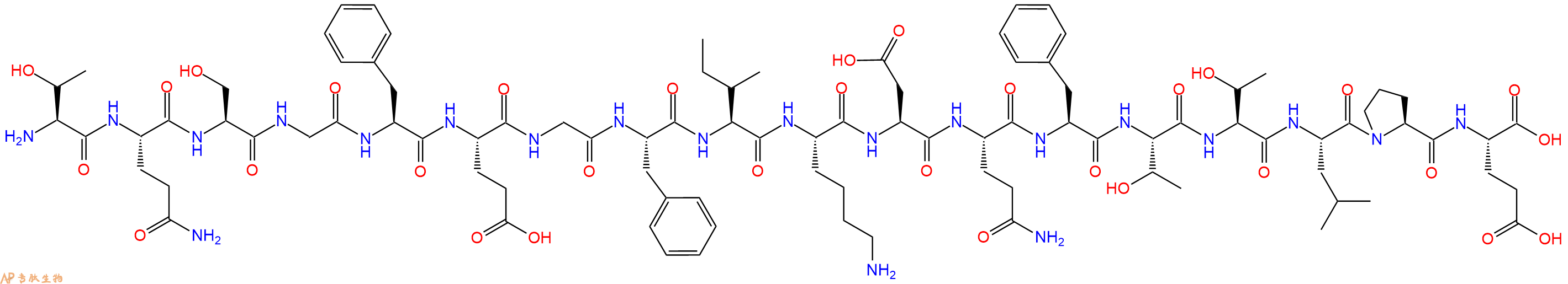 专肽生物产品H2N-Thr-Gln-Ser-Gly-Phe-Glu-Gly-Phe-Ile-Lys-Asp-Gln-Phe-Thr-Thr-Leu-Pro-Glu-OH