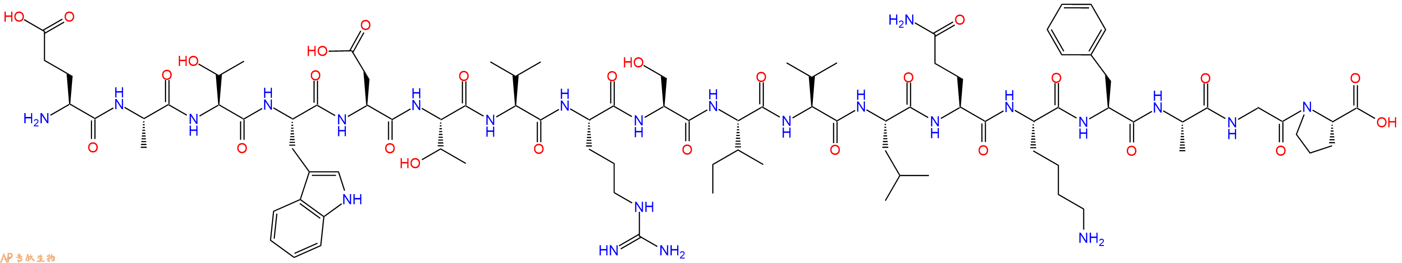 专肽生物产品H2N-Glu-Ala-Thr-Trp-Asp-Thr-Val-Arg-Ser-Ile-Val-Leu-Gln-Lys-Phe-Ala-Gly-Pro-OH