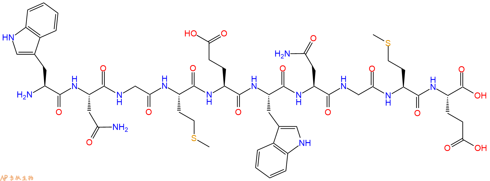 专肽生物产品H2N-Trp-Asn-Gly-Met-Glu-Trp-Asn-Gly-Met-Glu-OH