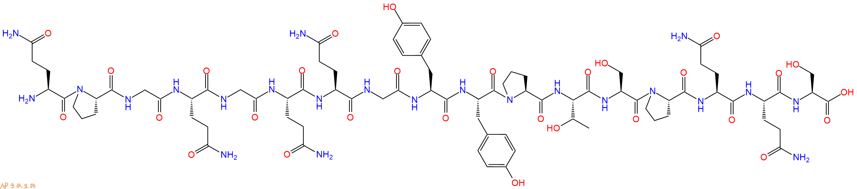 专肽生物产品H2N-Gln-Pro-Gly-Gln-Gly-Gln-Gln-Gly-Tyr-Tyr-Pro-Thr-Ser-Pro-Gln-Gln-Ser-OH