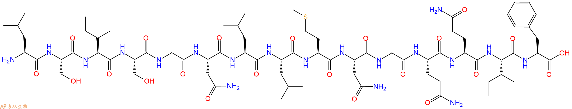 专肽生物产品H2N-Leu-Ser-Ile-Ser-Gly-Asn-Leu-Leu-Met-Asn-Gly-Gln-Gln-Ile-Phe-OH