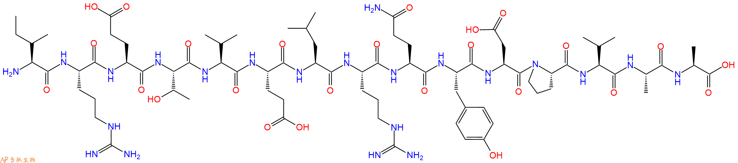 专肽生物产品H2N-Ile-Arg-Glu-Thr-Val-Glu-Leu-Arg-Gln-Tyr-Asp-Pro-Val-Ala-Ala-OH