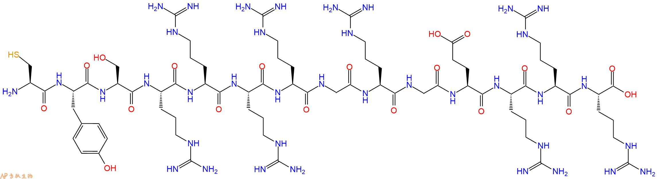 专肽生物产品H2N-Cys-Tyr-Ser-Arg-Arg-Arg-Arg-Gly-Arg-Gly-Glu-Arg-Arg-Arg-OH