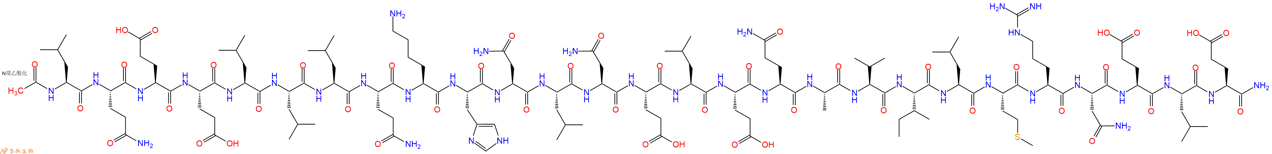 专肽生物产品Ac-Leu-Gln-Glu-Glu-Leu-Leu-Leu-Gln-Lys-His-Asn-Leu-Asn-Glu-Leu-Glu-Gln-Ala-Val-Ile-Leu-Met-Arg-Asn-Glu-Leu-Glu-CONH2