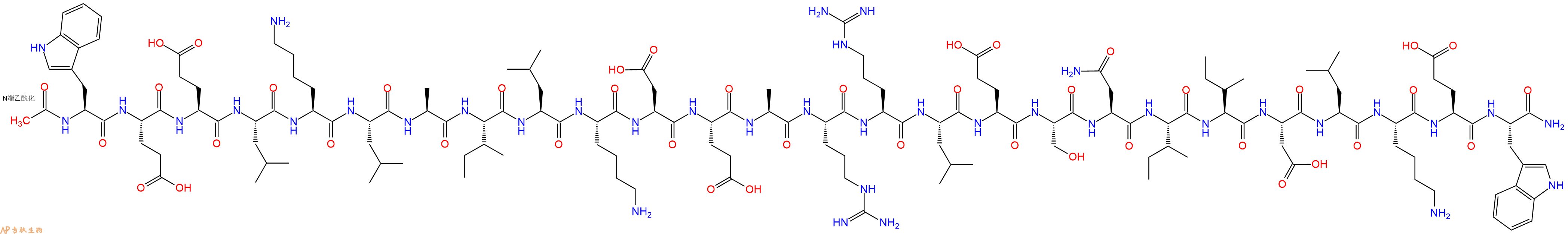 专肽生物产品Ac-Trp-Glu-Glu-Leu-Lys-Leu-Ala-Ile-Leu-Lys-Asp-Glu-Ala-Arg-Arg-Leu-Glu-Ser-Asn-Ile-Ile-Asp-Leu-Lys-Glu-Trp-CONH2