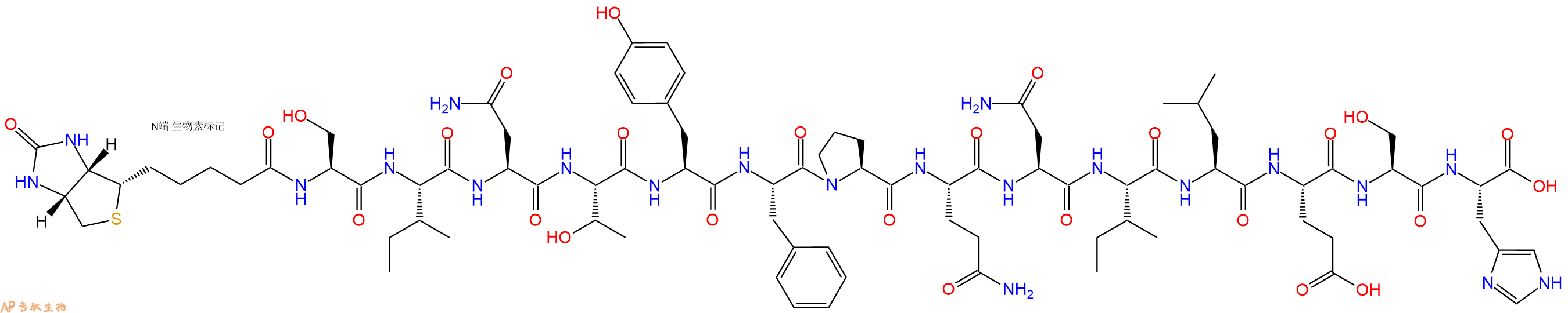 专肽生物产品Biotinyl-Ser-Ile-Asn-Thr-Tyr-Phe-Pro-Gln-Asn-Ile-Leu-Glu-Ser-His-OH