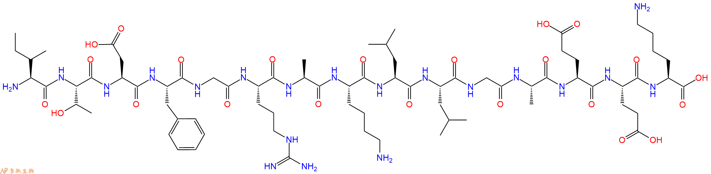 专肽生物产品H2N-Ile-Thr-Asp-Phe-Gly-Arg-Ala-Lys-Leu-Leu-Gly-Ala-Glu-Glu-Lys-OH