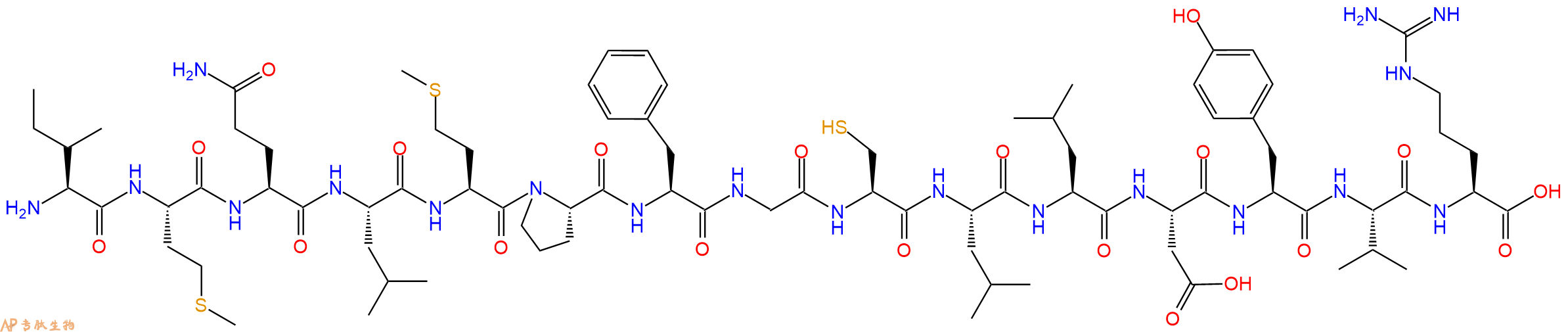 专肽生物产品H2N-Ile-Met-Gln-Leu-Met-Pro-Phe-Gly-Cys-Leu-Leu-Asp-Tyr-Val-Arg-OH