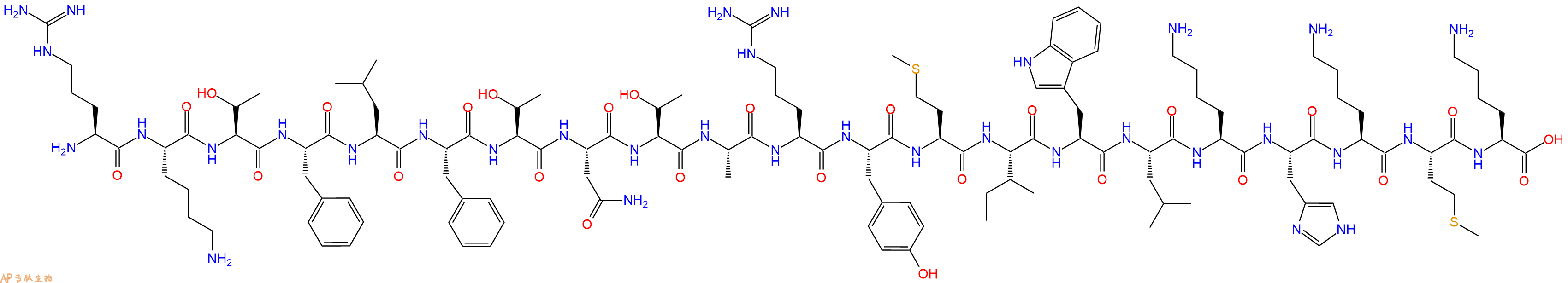 专肽生物产品H2N-Arg-Lys-Thr-Phe-Leu-Phe-Thr-Asn-Thr-Ala-Arg-Tyr-Met-Ile-Trp-Leu-Lys-His-Lys-Met-Lys-OH