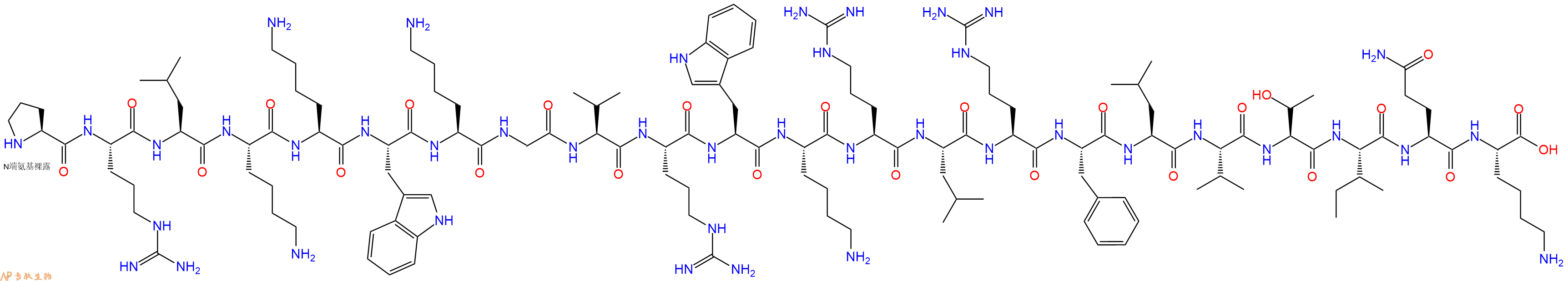 专肽生物产品H2N-Pro-Arg-Leu-Lys-Lys-Trp-Lys-Gly-Val-Arg-Trp-Lys-Arg-Leu-Arg-Phe-Leu-Val-Thr-Ile-Gln-Lys-OH