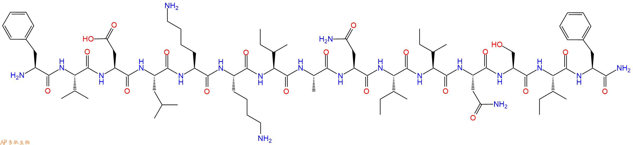专肽生物产品H2N-Phe-Val-Asp-Leu-Lys-Lys-Ile-Ala-Asn-Ile-Ile-Asn-Ser-Ile-Phe-CONH2