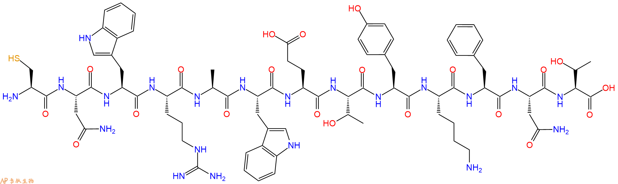 专肽生物产品H2N-Cys-Asn-Trp-Arg-Ala-Trp-Glu-Thr-Tyr-Lys-Phe-Asn-Thr-OH