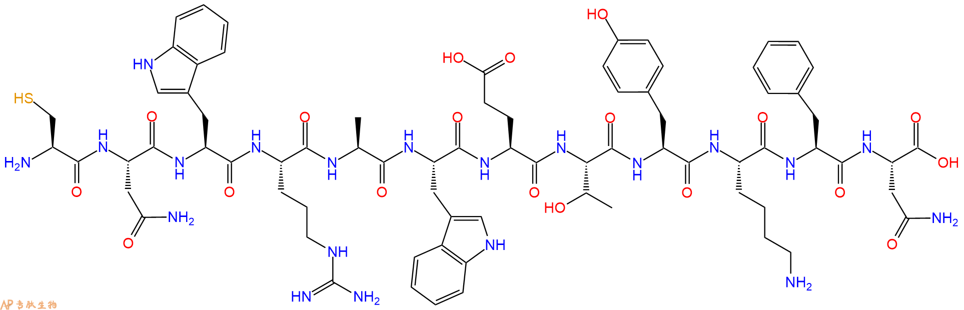 专肽生物产品H2N-Cys-Asn-Trp-Arg-Ala-Trp-Glu-Thr-Tyr-Lys-Phe-Asn-OH