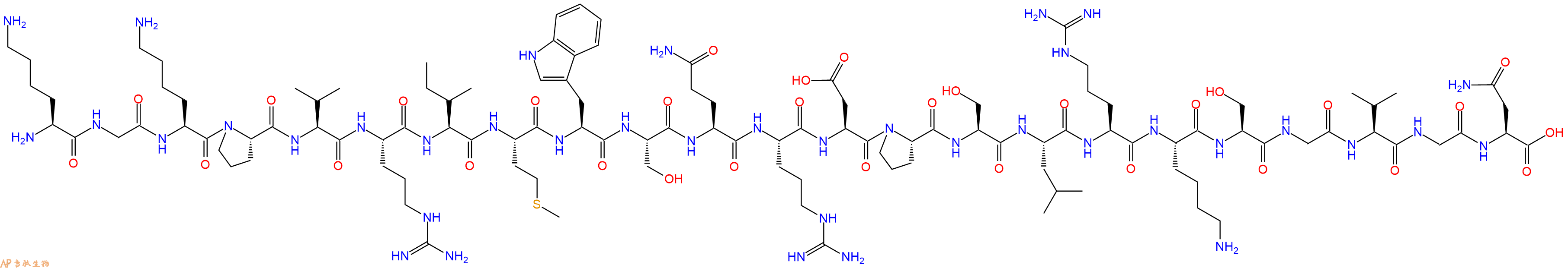 专肽生物产品H2N-Lys-Gly-Lys-Pro-Val-Arg-Ile-Met-Trp-Ser-Gln-Arg-Asp-Pro-Ser-Leu-Arg-Lys-Ser-Gly-Val-Gly-Asn-OH