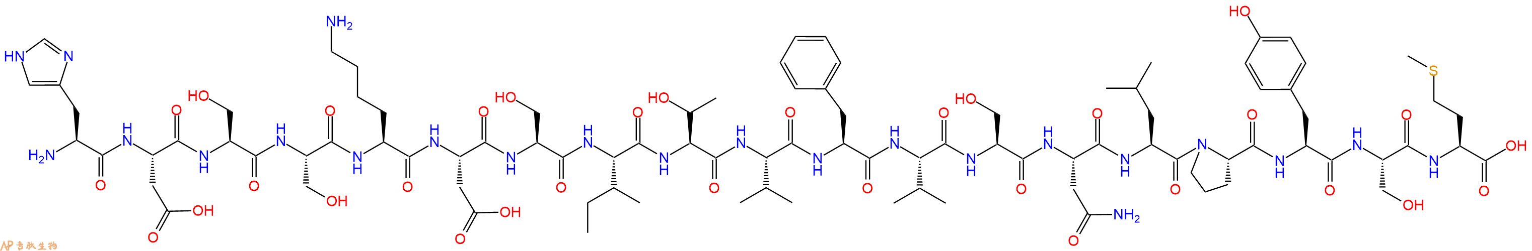 专肽生物产品H2N-His-Asp-Ser-Ser-Lys-Asp-Ser-Ile-Thr-Val-Phe-Val-Ser-Asn-Leu-Pro-Tyr-Ser-Met-OH