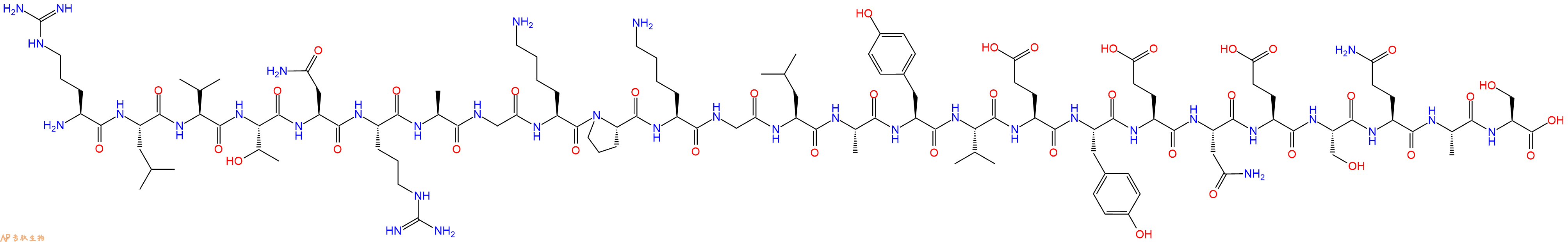 专肽生物产品H2N-Arg-Leu-Val-Thr-Asn-Arg-Ala-Gly-Lys-Pro-Lys-Gly-Leu-Ala-Tyr-Val-Glu-Tyr-Glu-Asn-Glu-Ser-Gln-Ala-Ser-OH