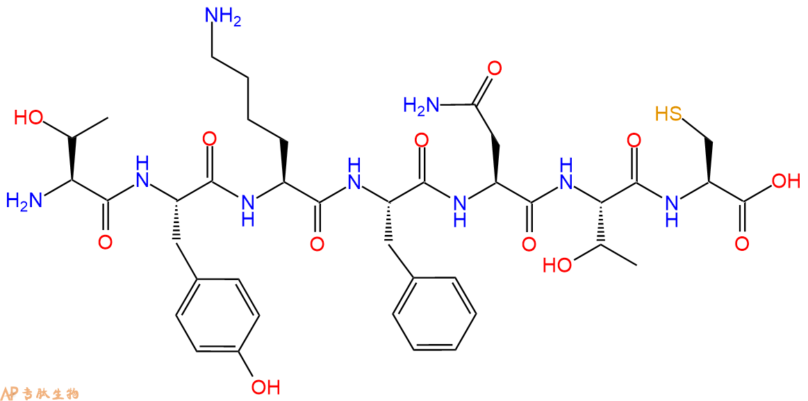 专肽生物产品H2N-Thr-Tyr-Lys-Phe-Asn-Thr-Cys-OH