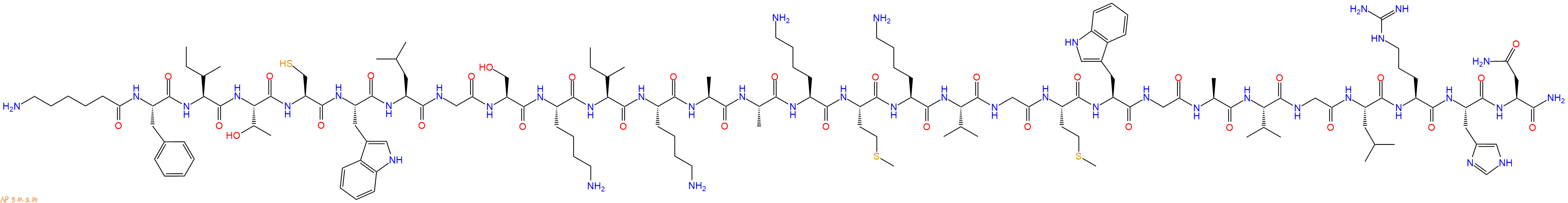 专肽生物产品H2N-Ahx-Phe-Ile-Thr-Cys-Trp-Leu-Gly-Ser-Lys-Ile-Lys-Ala-Ala-Lys-Met-Lys-Val-Gly-Met-Trp-Gly-Ala-Val-Gly-Leu-Arg-His-Asn-CONH2