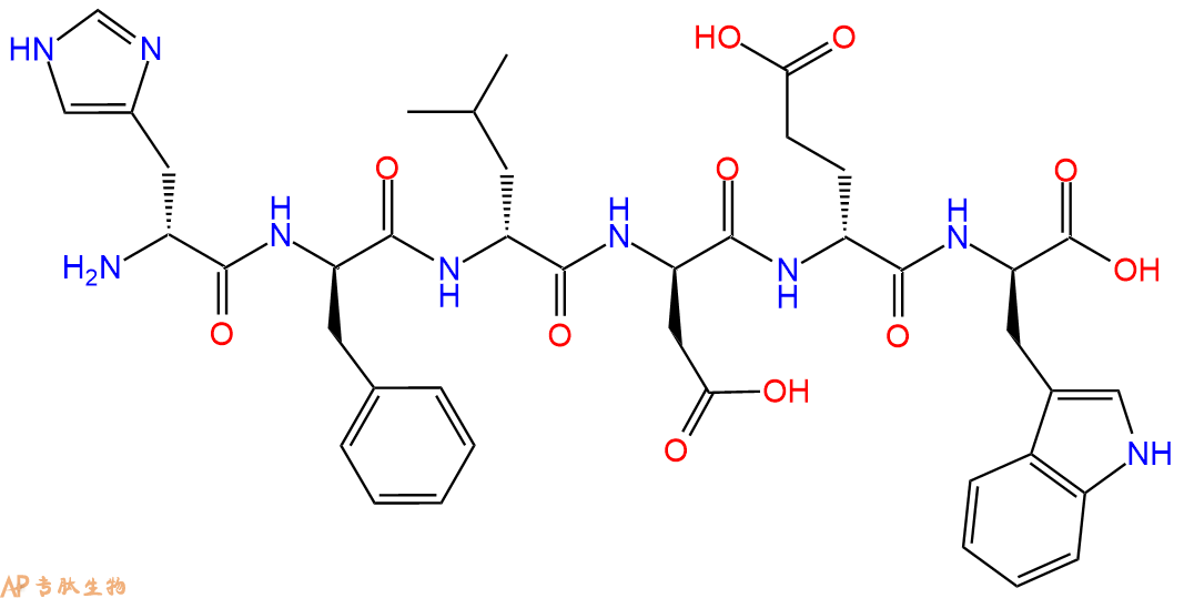 专肽生物产品H2N-DHis-DPhe-DLeu-DAsp-DGlu-DTrp-OH