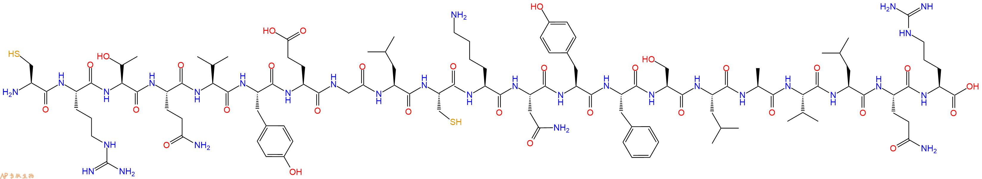专肽生物产品H2N-Cys-Arg-Thr-Gln-Val-Tyr-Glu-Gly-Leu-Cys-Lys-Asn-Tyr-Phe-Ser-Leu-Ala-Val-Leu-Gln-Arg-OH
