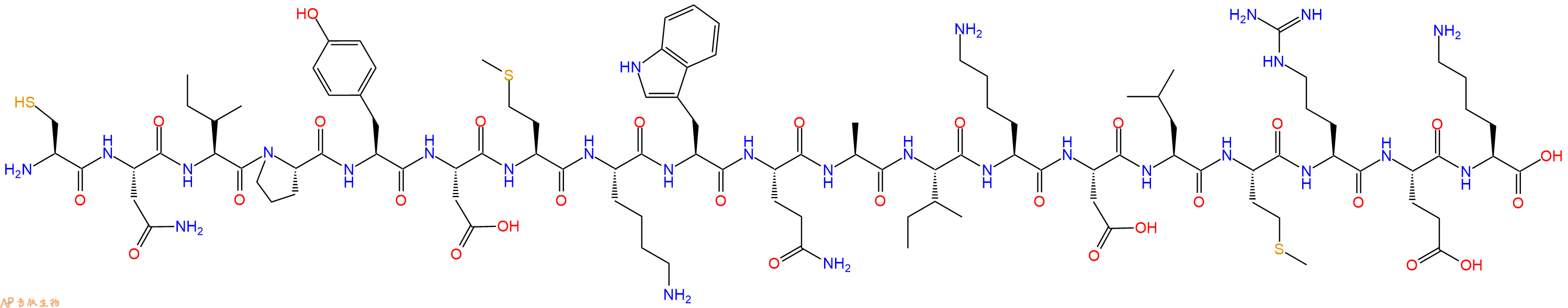 专肽生物产品H2N-Cys-Asn-Ile-Pro-Tyr-Asp-Met-Lys-Trp-Gln-Ala-Ile-Lys-Asp-Leu-Met-Arg-Glu-Lys-OH