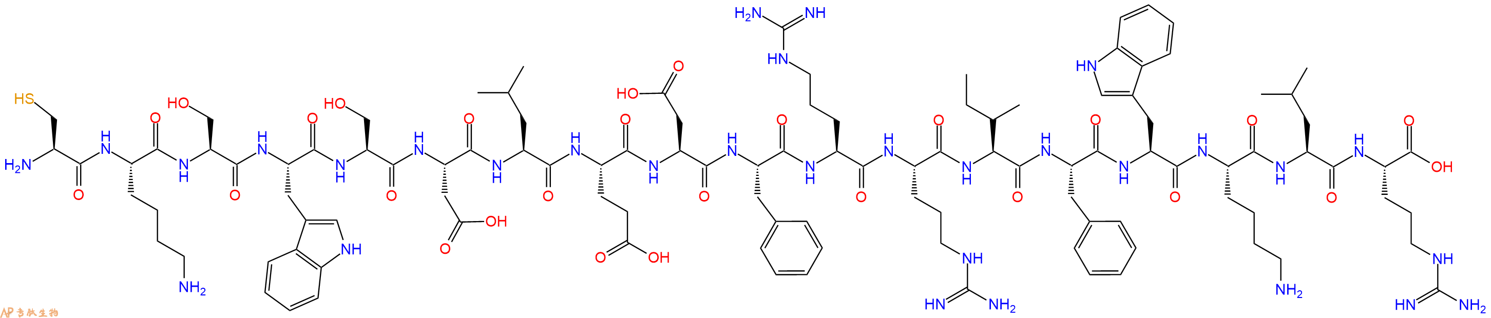 专肽生物产品H2N-Cys-Lys-Ser-Trp-Ser-Asp-Leu-Glu-Asp-Phe-Arg-Arg-Ile-Phe-Trp-Lys-Leu-Arg-OH