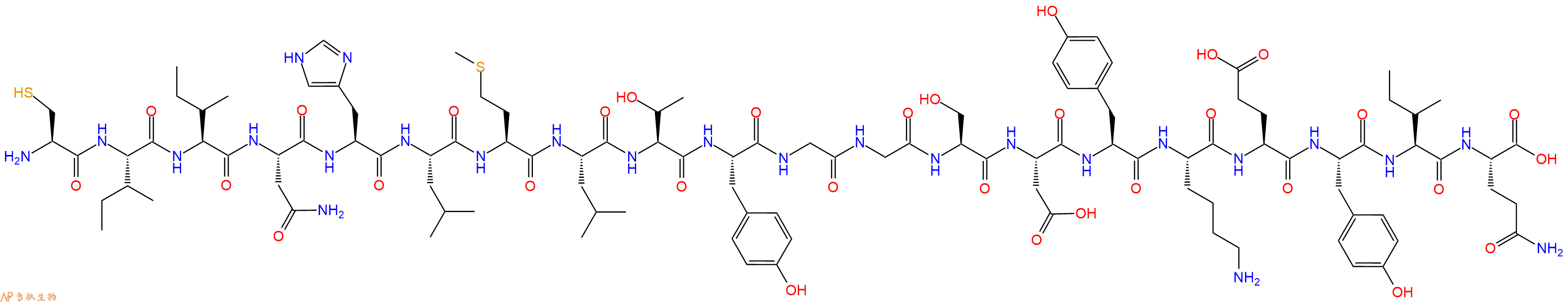 专肽生物产品H2N-Cys-Ile-Ile-Asn-His-Leu-Met-Leu-Thr-Tyr-Gly-Gly-Ser-Asp-Tyr-Lys-Glu-Tyr-Ile-Gln-OH