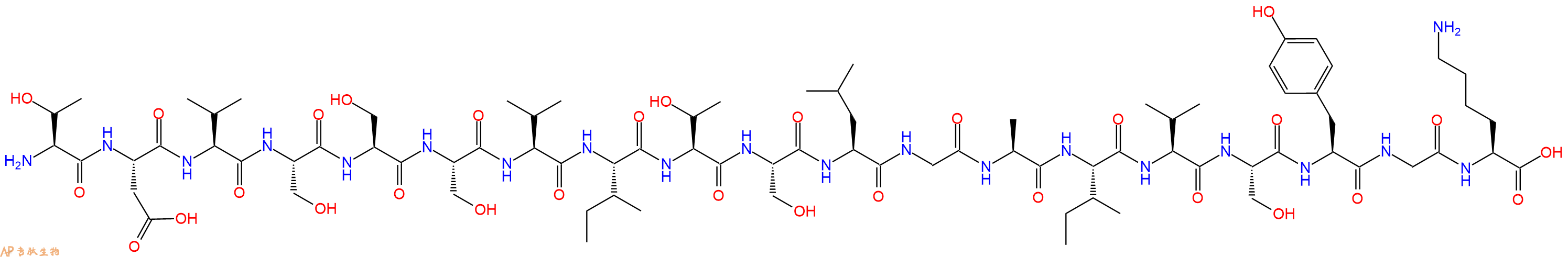 专肽生物产品H2N-Thr-Asp-Val-Ser-Ser-Ser-Val-Ile-Thr-Ser-Leu-Gly-Ala-Ile-Val-Ser-Tyr-Gly-Lys-OH