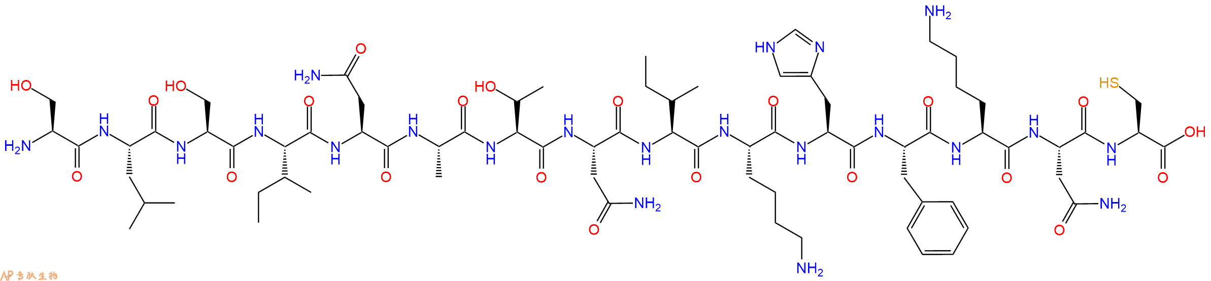 专肽生物产品H2N-Ser-Leu-Ser-Ile-Asn-Ala-Thr-Asn-Ile-Lys-His-Phe-Lys-Asn-Cys-OH