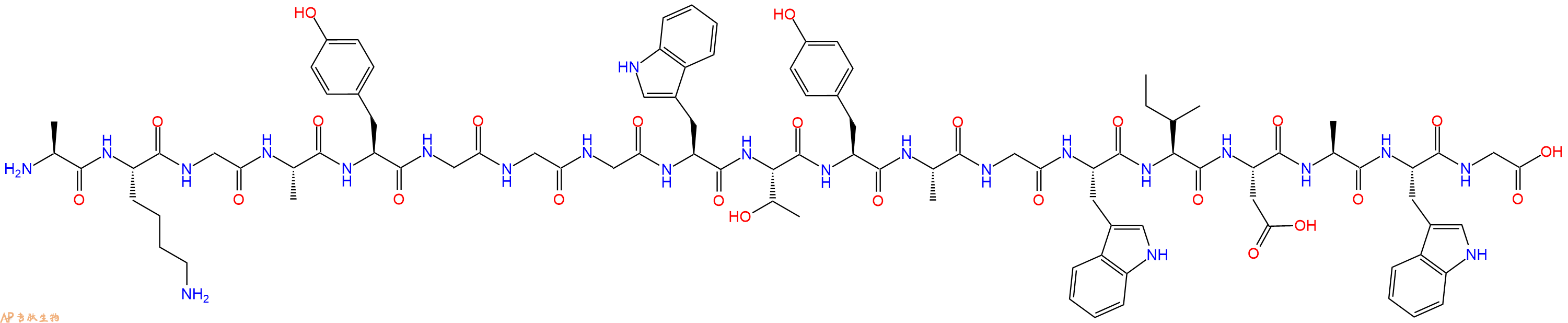 专肽生物产品H2N-Ala-Lys-Gly-Ala-Tyr-Gly-Gly-Gly-Trp-Thr-Tyr-Ala-Gly-Trp-Ile-Asp-Ala-Trp-Gly-OH
