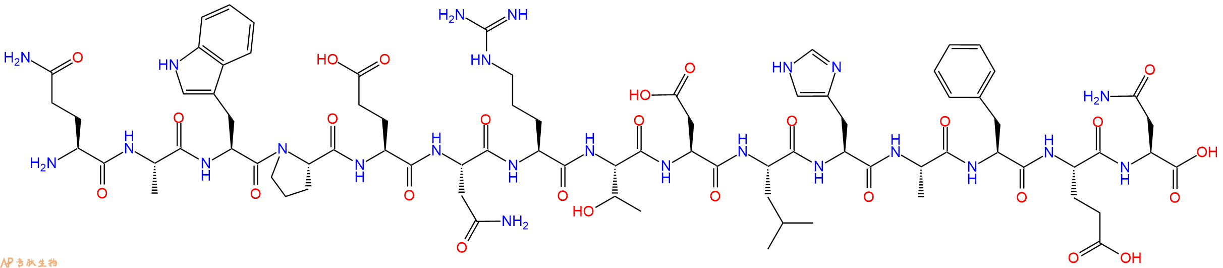 专肽生物产品H2N-Gln-Ala-Trp-Pro-Glu-Asn-Arg-Thr-Asp-Leu-His-Ala-Phe-Glu-Asn-OH