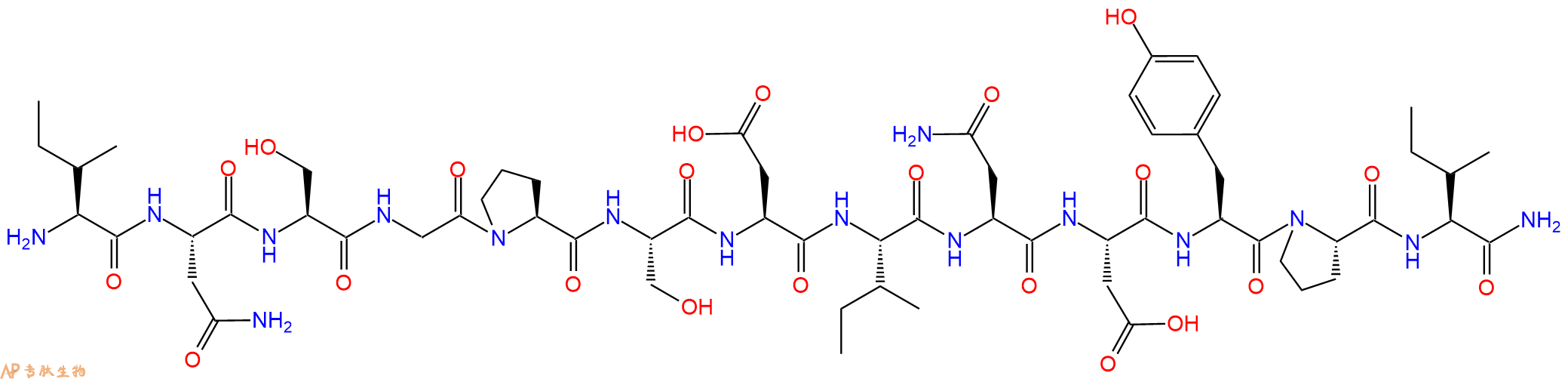 专肽生物产品H2N-Ile-Asn-Ser-Gly-Pro-Ser-Asp-Ile-Asn-Asp-Tyr-Pro-Ile-CONH2