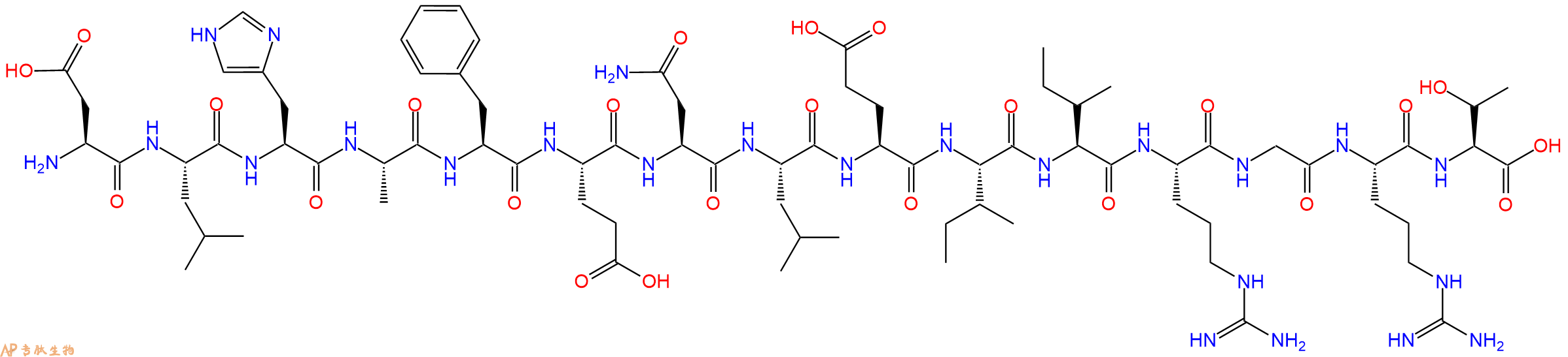 专肽生物产品H2N-Asp-Leu-His-Ala-Phe-Glu-Asn-Leu-Glu-Ile-Ile-Arg-Gly-Arg-Thr-OH