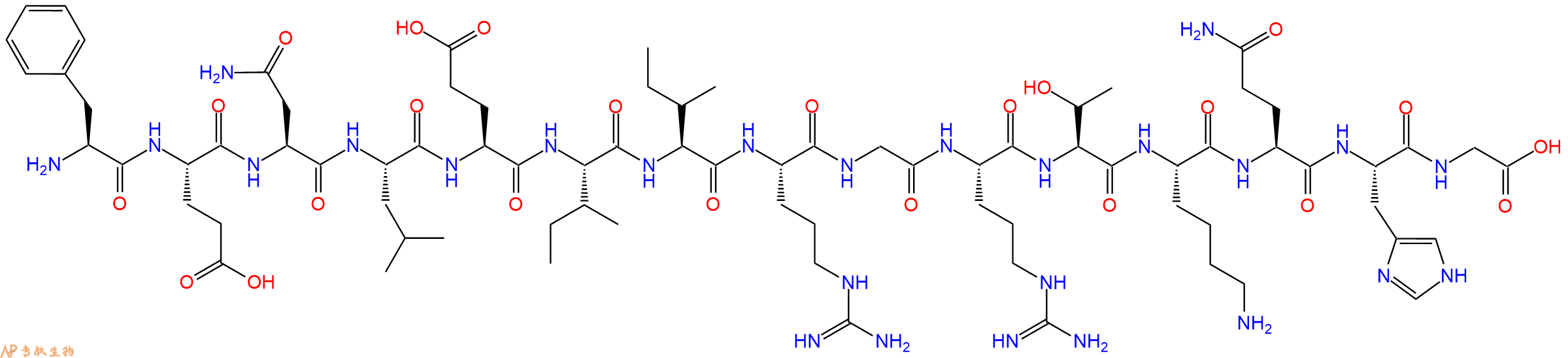 专肽生物产品H2N-Phe-Glu-Asn-Leu-Glu-Ile-Ile-Arg-Gly-Arg-Thr-Lys-Gln-His-Gly-OH