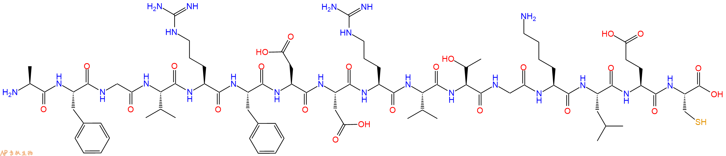 专肽生物产品H2N-Ala-Phe-Gly-Val-Arg-Phe-Asp-Asp-Arg-Val-Thr-Gly-Lys-Leu-Glu-Cys-OH