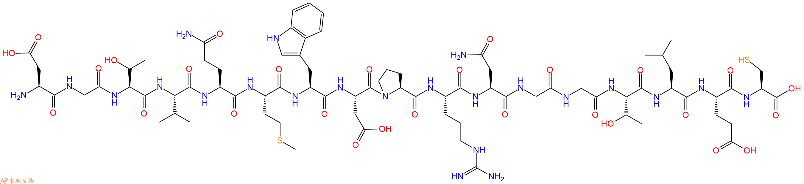 专肽生物产品H2N-Asp-Gly-Thr-Val-Gln-Met-Trp-Asp-Pro-Arg-Asn-Gly-Gly-Thr-Leu-Glu-Cys-OH