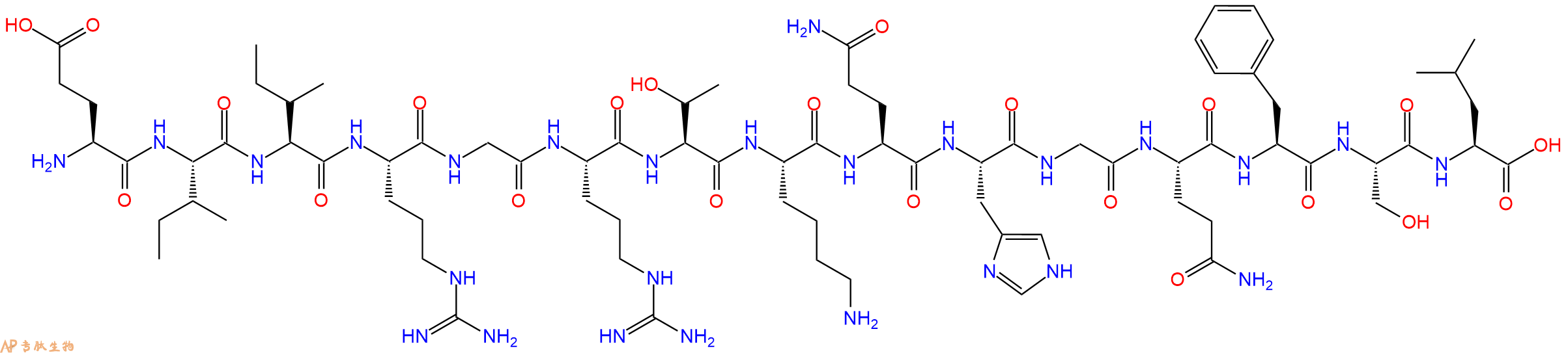 专肽生物产品H2N-Glu-Ile-Ile-Arg-Gly-Arg-Thr-Lys-Gln-His-Gly-Gln-Phe-Ser-Leu-OH