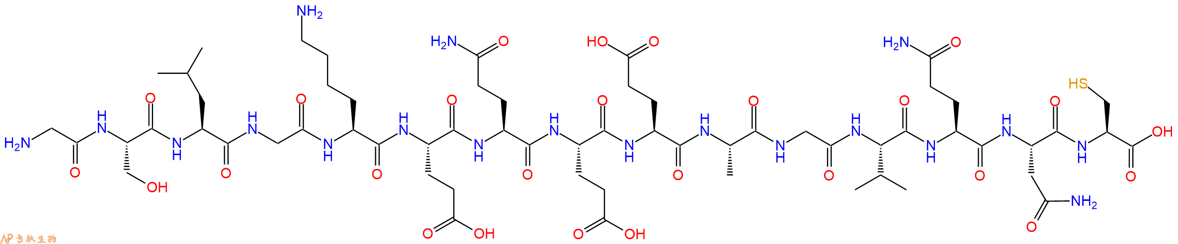专肽生物产品H2N-Gly-Ser-Leu-Gly-Lys-Glu-Gln-Glu-Glu-Ala-Gly-Val-Gln-Asn-Cys-OH