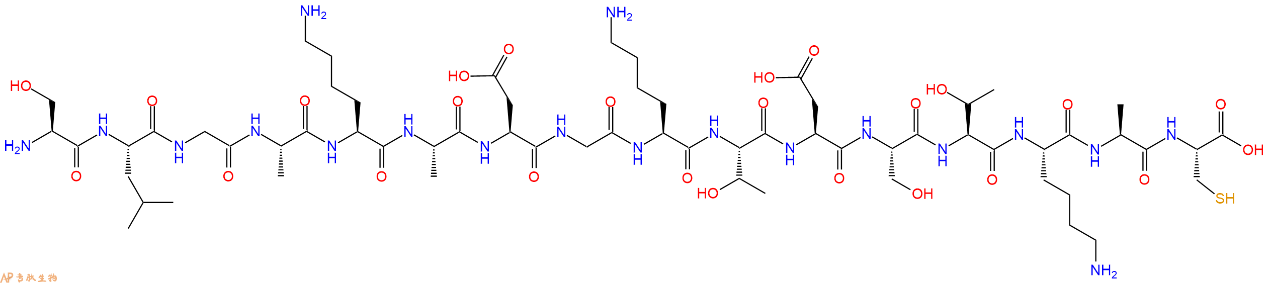 专肽生物产品H2N-Ser-Leu-Gly-Ala-Lys-Ala-Asp-Gly-Lys-Thr-Asp-Ser-Thr-Lys-Ala-Cys-OH