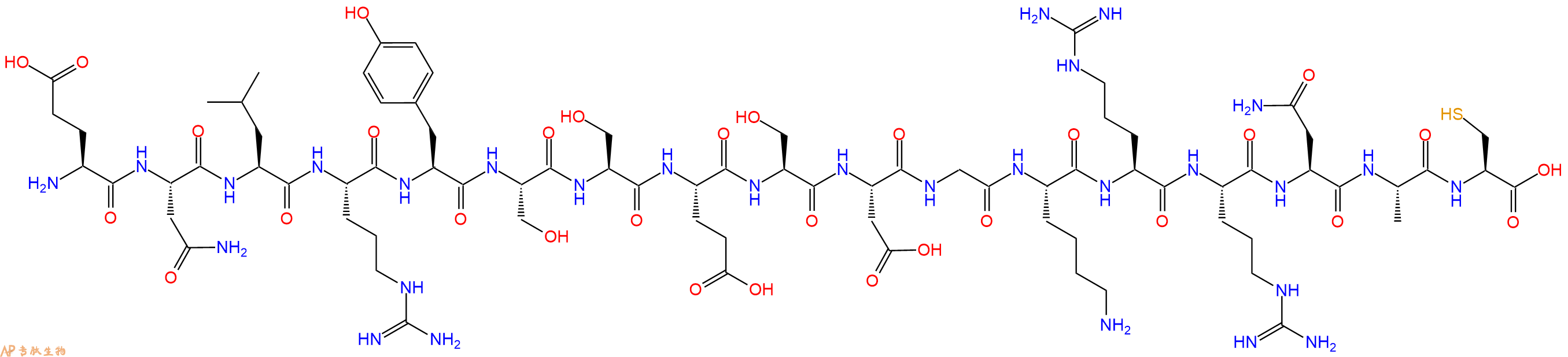专肽生物产品H2N-Glu-Asn-Leu-Arg-Tyr-Ser-Ser-Glu-Ser-Asp-Gly-Lys-Arg-Arg-Asn-Ala-Cys-OH