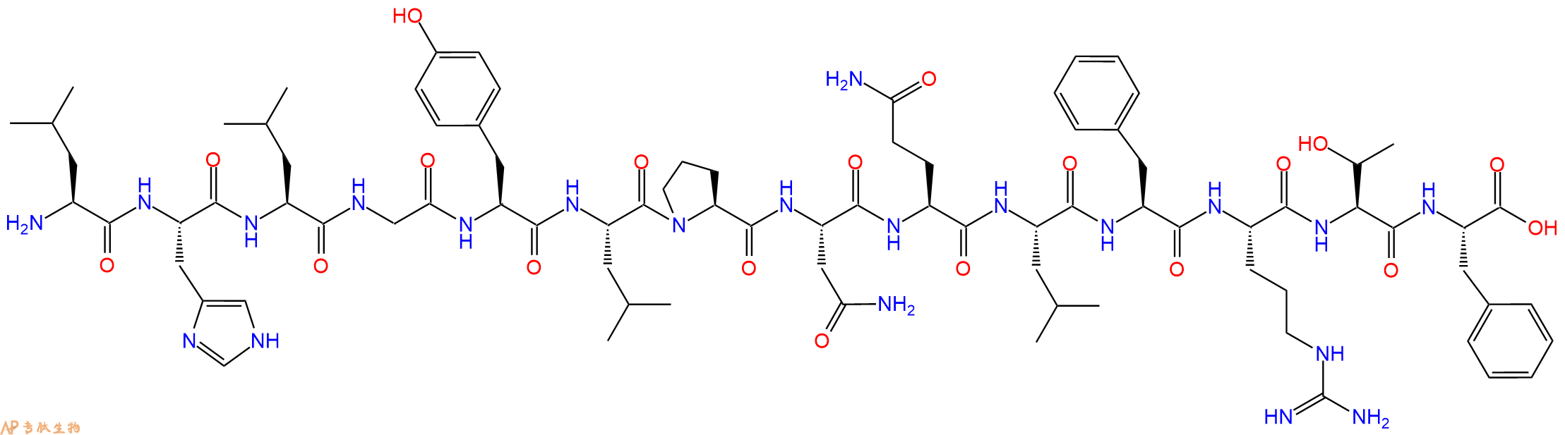 专肽生物产品H2N-Leu-His-Leu-Gly-Tyr-Leu-Pro-Asn-Gln-Leu-Phe-Arg-Thr-Phe-OH
