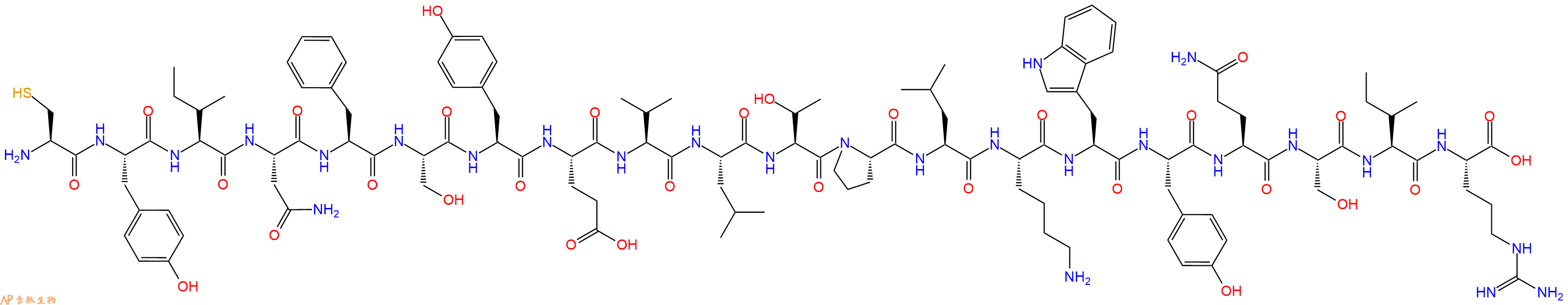 专肽生物产品H2N-Cys-Tyr-Ile-Asn-Phe-Ser-Tyr-Glu-Val-Leu-Thr-Pro-Leu-Lys-Trp-Tyr-Gln-Ser-Ile-Arg-OH