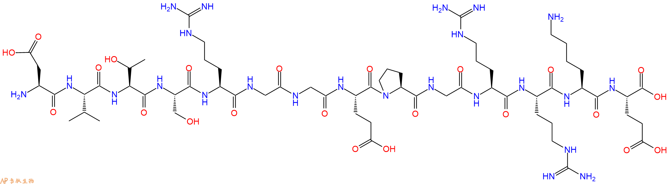 专肽生物产品H2N-Asp-Val-Thr-Ser-Arg-Gly-Gly-Glu-Pro-Gly-Arg-Arg-Lys-Glu-OH