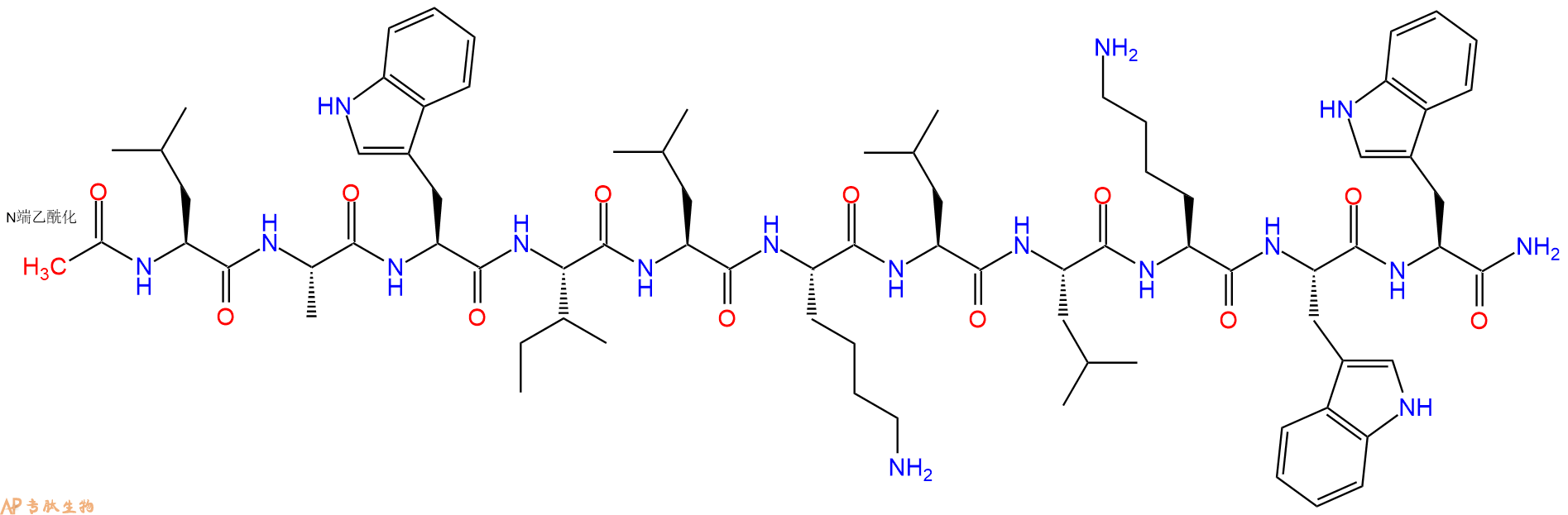 专肽生物产品Ac-Leu-Ala-Trp-Ile-Leu-Lys-Leu-Leu-Lys-Trp-Trp-CONH2