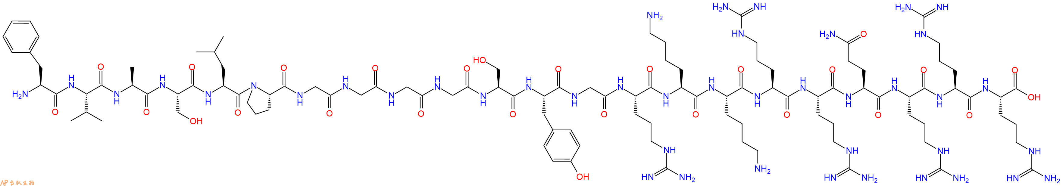 专肽生物产品H2N-Phe-Val-Ala-Ser-Leu-Pro-Gly-Gly-Gly-Gly-Ser-Tyr-Gly-Arg-Lys-Lys-Arg-Arg-Gln-Arg-Arg-Arg-OH