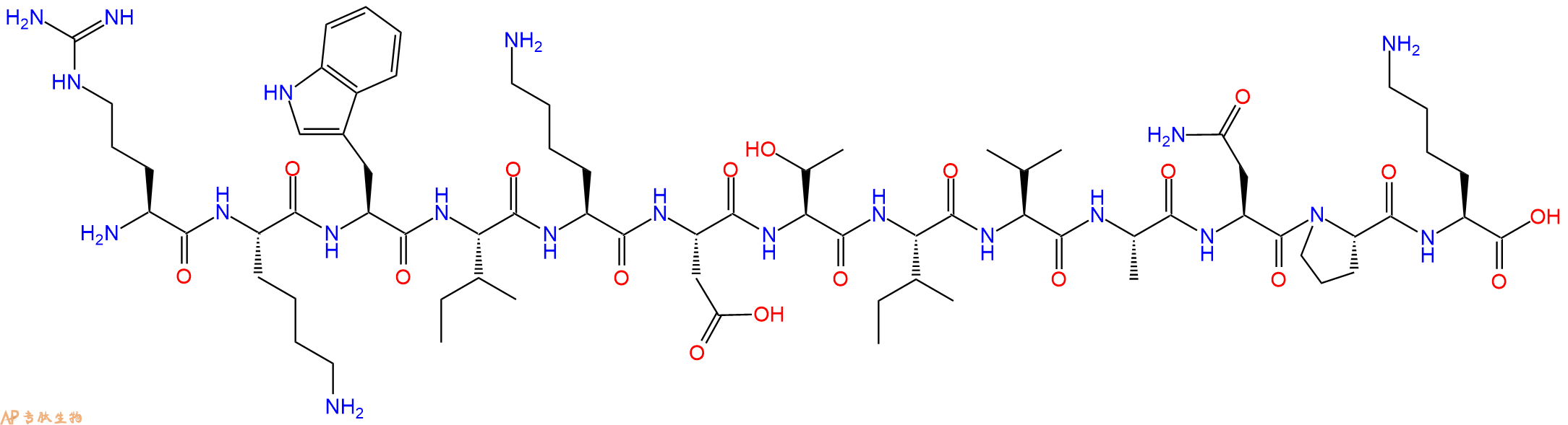 专肽生物产品H2N-Arg-Lys-Trp-Ile-Lys-Asp-Thr-Ile-Val-Ala-Asn-Pro-Lys-OH