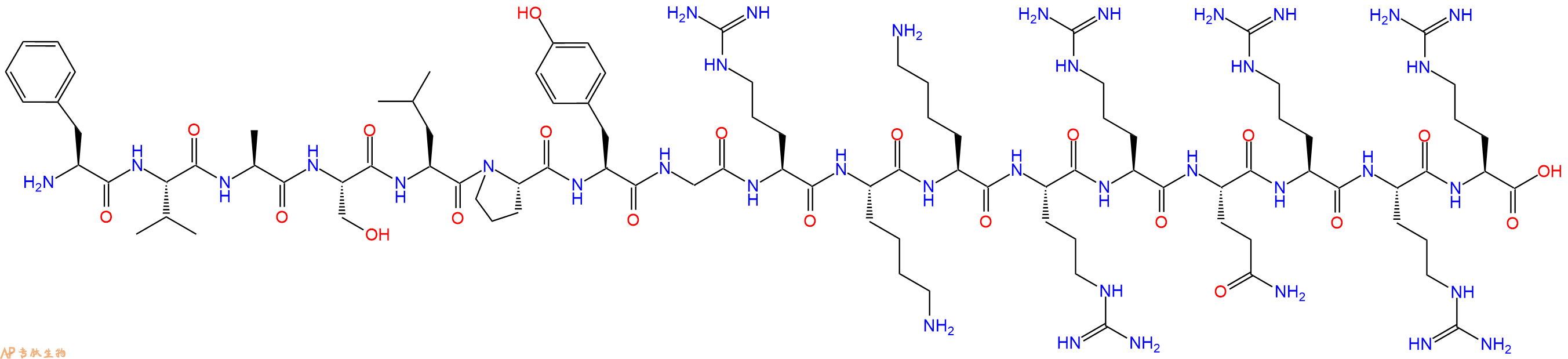 专肽生物产品H2N-Phe-Val-Ala-Ser-Leu-Pro-Tyr-Gly-Arg-Lys-Lys-Arg-Arg-Gln-Arg-Arg-Arg-OH