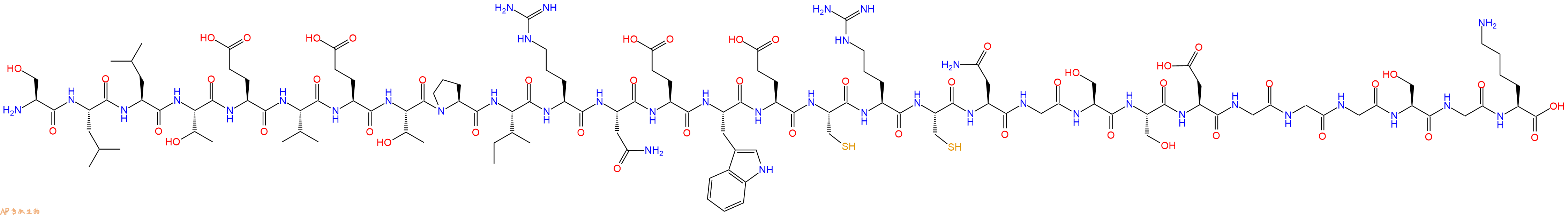 专肽生物产品H2N-Ser-Leu-Leu-Thr-Glu-Val-Glu-Thr-Pro-Ile-Arg-Asn-Glu-Trp-Glu-Cys-Arg-Cys-Asn-Gly-Ser-Ser-Asp-Gly-Gly-Gly-Ser-Gly-Lys-OH