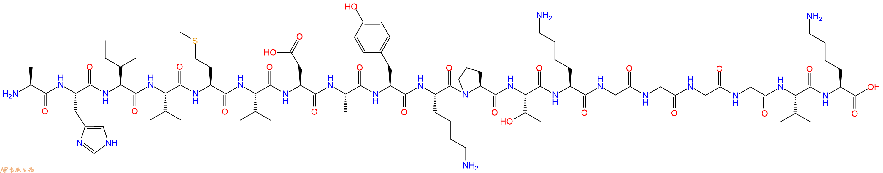 专肽生物产品H2N-Ala-His-Ile-Val-Met-Val-Asp-Ala-Tyr-Lys-Pro-Thr-Lys-Gly-Gly-Gly-Gly-Val-Lys-OH