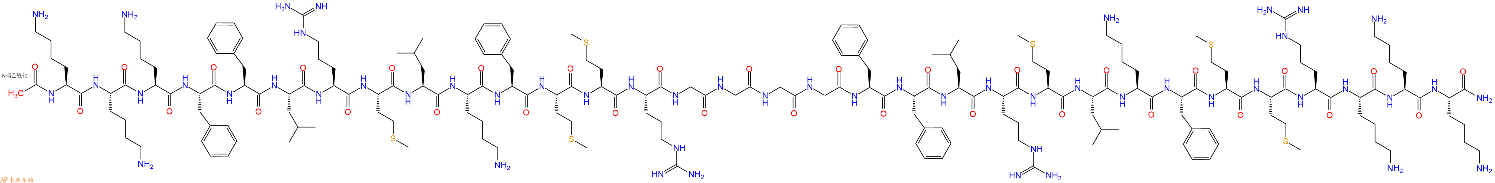 专肽生物产品Ac-Lys-Lys-Lys-Phe-Phe-Leu-Arg-Met-Leu-Lys-Phe-Met-Met-Arg-Gly-Gly-Gly-Gly-Phe-Phe-Leu-Arg-Met-Leu-Lys-Phe-Met-Met-Arg-Lys-Lys-Lys-CONH2